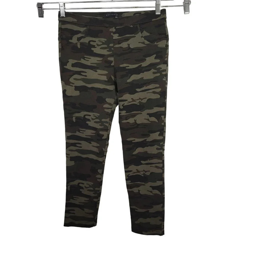 Sanctuary Green Camouflage Pants Skinny Leggings Women Petite Size LP Pull On